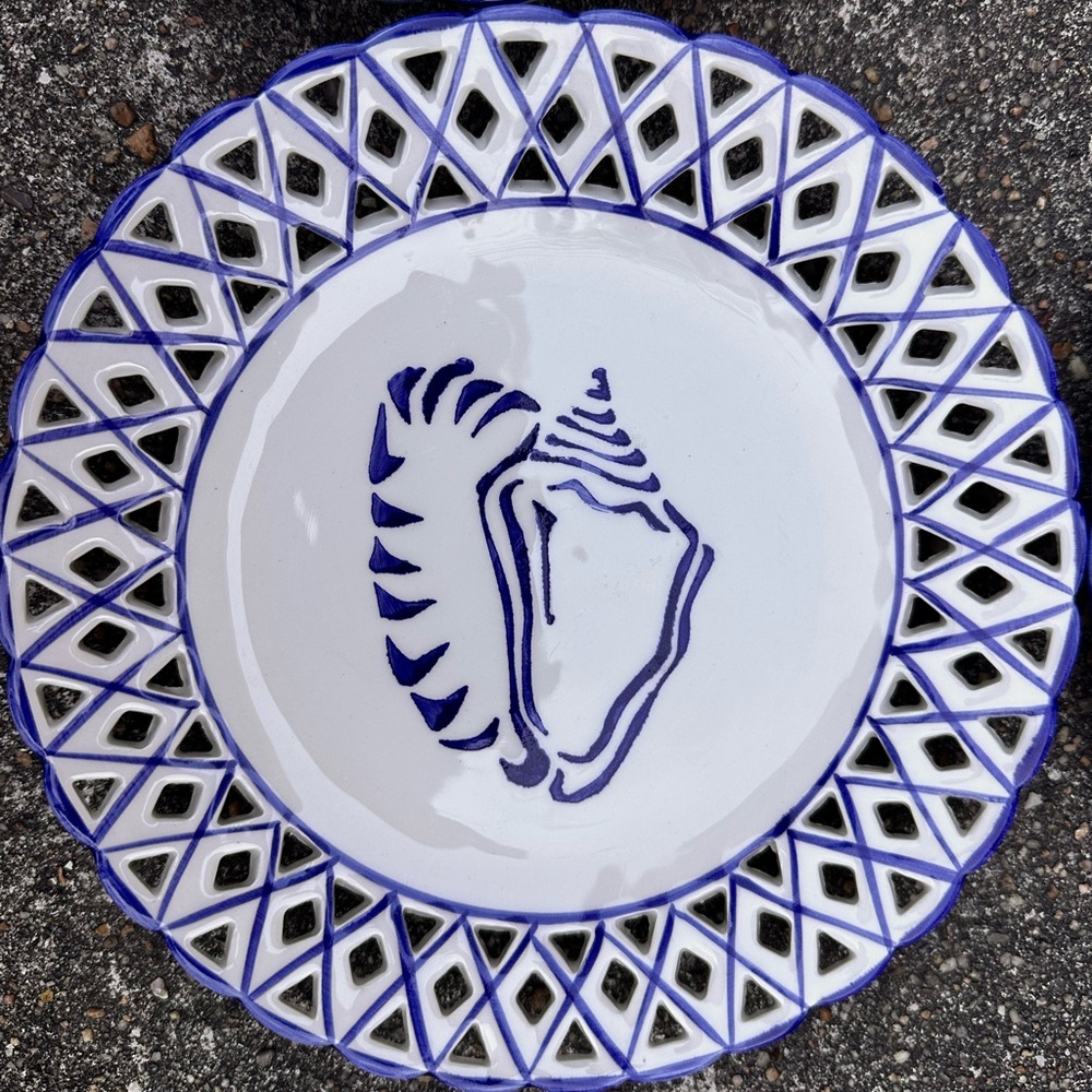 Vintage Portugal Ceramic Nautical Blue & White Ceramic Plate Set - Picture 2 of 7